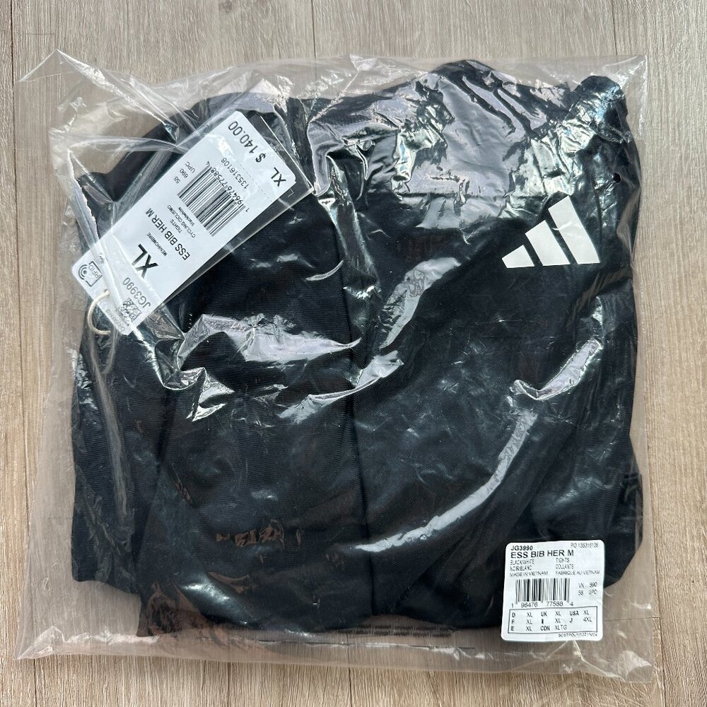 NWT adidas Essentials 3 Stripes Legacy Bib Shorts - Black - Size XL